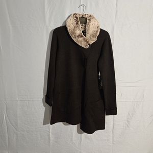 XS JONES&CO BLACK FAUX FUR CARDIGAN WITH POCKETS
